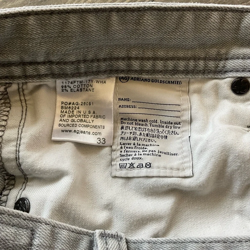 33x34 AG The Graduate Tailored Leg Jeans Mens Light Grey USA Adriano Goldschmied